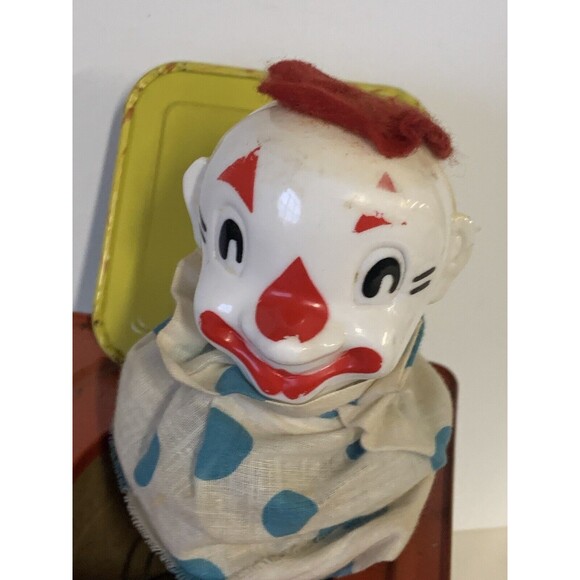 Vintage 1950s Mattel Metal Clown Wind Up Jack in the Box Toy READ - Picture 2 of 12